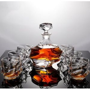 Japans kristal whiskyglas, ouderwetse whiskyglazen 11 oz, whiskyglazen voor mannen, kristallen whiskyglazen voor Bourbon Cocktail Scotch Snifter Malt Cognac, uniek mannencadeau (één fles zes kopjes)