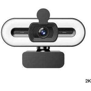 Full HD 1080P 2K 4K Webcam met microfoon PC Laptop Auto Live streaming Flexibele live-uitzending en lichte webcams(2K)