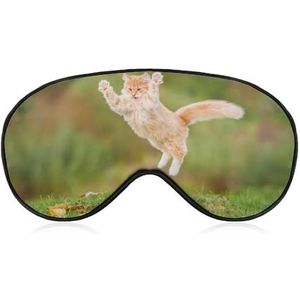 Grappige rode kat vliegende lucht herfst slaapmasker met verstelbare riem, comfortabel zacht oogmasker slaaphulp, lichtblokkerende oogmaskers