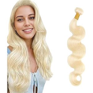 Salharer Body Wave Human Hair Bundles Single Extensions Machine Double Wefts Unprocessed Remy Weave #613 Blonde Color for Woman 22 Inch