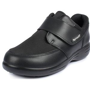 Aerosoft Stretch 16 instapschoenen dames heren met klittenbandsluiting breedte G-H antislip zool, Zwart, 44 EU