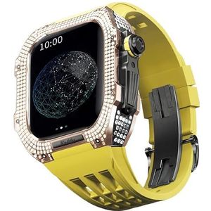 OFWAX Horloge Modificatie Kit, Voor Apple Watch 8 7 45mm Upgrade Vervangen Horlogeband Onderdelen, Titanium Horloge Case FKM Horloge Strap Luxe Horloge Case en Band Modificatie Kit, 45MM, agaat