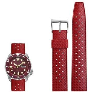 Premium Grade Tropic Rubber Horlogeband 20mm 22mm fit for seiko SRP777J1 Nieuwe Horlogebanden Duiken Waterdichte Armband Zwart blauw Kleur (Color : Red silver, Size : 22mm)