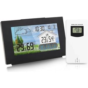 Multifunctioneel weerstation Wekker Thermometer Hygrometer Touchscreen Draadloze sensor Zonsopgang Zonsondergang Hygrothermograaf,Nauwkeurig voorspellen(FJ3551A)