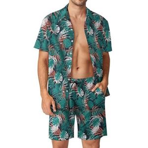 Hawaiiaanse Kokospalmshirts en Shorts voor Heren, Set Van 2 Stuks, Casual, Sneldrogend, Strandvakantie, Sportkleding Met Shorts (Color : Color 4, Size : XS)