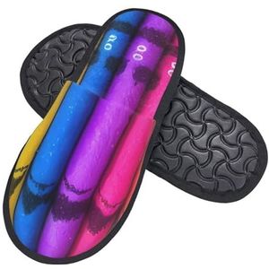 KHiry Schuim Slippers voor Mannen Vrouwen Gekleurde kleurpotloden Fuzzy Slippers Huis Winter Warme Schoenen voor Slaapkamer Outdoor Indoor, Zwart, one size