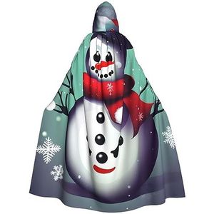 SSIMOO Merry Christmas Day Sneeuwpop Volwassen Party Decoratieve Cape, Volwassen Halloween Hooded Mantel, Cosplay Kostuum Cape
