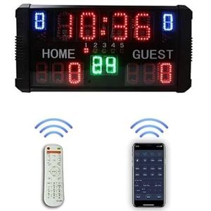 Elektronisch scorebord Elektronisch scorebord LED digitaal tafelbasketbalscorebord for balspel, wandgemonteerd digitaal scorebord for basketbal Tafeltennis Honkbal Voetbal Volleybal(Color:Remote-app)
