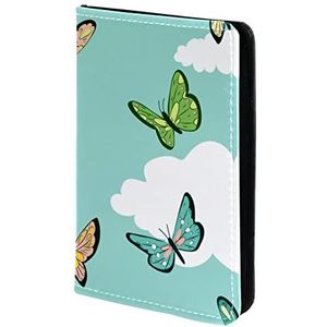 Groene vlinder paspoorthouder, paspoorthoes, paspoortportemonnee, reisbenodigdheden, Meerkleurig, 11.5x16.5cm/4.5x6.5 in