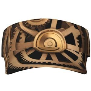 WYJLTTYT Gold Mechanical Gear Patterned zonnebrandcrème voor volwassenen - stijlvolle en verstelbare zonnebescherming hoed voor dames en heren, Gouden mechanische uitrusting, Eén Maat