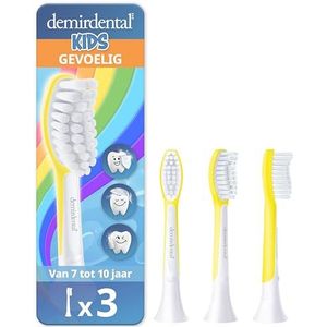 3 stucks demirdental for Kids Opzetborstel geschikt voor Philips Sonicare sonische tandenborstels voor kinderen vanaf 7 jaar, HX6043 HX6044, Geel