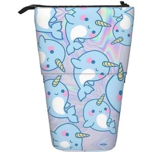 Nbtghga Leuke Vis Print Potlood Telescopische Klassieke Kunsten Stand Up Potlood Case Organizer Potlood Houder Make-up Tas Gift, Zwart, Eén maat