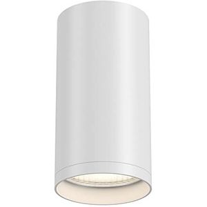 Moderne plafondspot, spot, van aluminium, basic design, wit, 10 cm hoog, cilinder, helder, voor 1 lamp GU10, 10 W niet inclusief