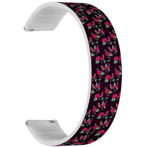 RYANUKA Solo Loop Strap Compatibel met Amazfit Bip 3, Bip 3 Pro, Bip U Pro, Bip, Bip Lite, Bip S, Bip S lite, Bip U (Rose Flowers Birds) Quick-Release 20 mm rekbare siliconen band band accessoire,
