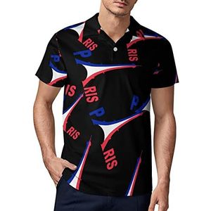 Frankrijk Vlag Eiffeltoren Heren Golf Polo-Shirt Zomer Korte Mouw T-Shirt Casual Sneldrogende Tees M