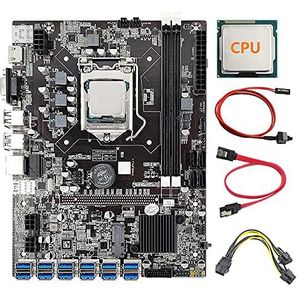 AMIUHOUN 12 GPU B75 Mijnbouw Moederbord+CPU+Stroomkabel+Schakelkabel+-kabel 12X USB3.0 naar PCIE Slot LGA1155 DDR3 RAM SATA3.0