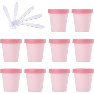 OIFAODAO， 10 stuks 50ml roze masker mengkom lege 50g plastic voorraadpotten met binnenvoering for opslag lichaam hand gezichtscrème lotion gel 5x spatel ，Cosmetische potjes(Roze,200ml)