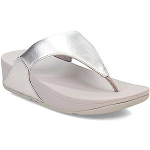 Fitflop Lulu lederen teenslippers voor dames, Zilver, 40 EU