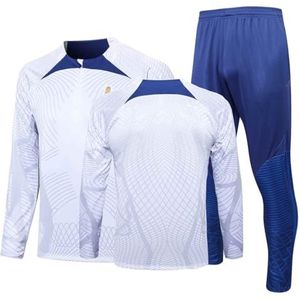 2223 France Voetbal Trainingspakken voor heren Jas Broek Set Sweaterpak voor volwassenen Trainingspak voor voetbal Voetbal Jersey Lente herfst Sporttrainingsuniform met lange mouwen,E,XL