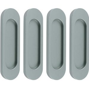 Morobor Zelfklevende ovale schuifdeur-handgrepen, 4 stuks aluminiumlegering trek-handgrepen voor schuifdeuren, zonder frezen, voor ramen of kastladen (mat-grijs, 100 mm)