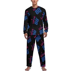 I Love The 80's Off Soft Heren Pyjama Set Comfortabele Lange Mouw Loungewear Top En Broek Geschenken XL