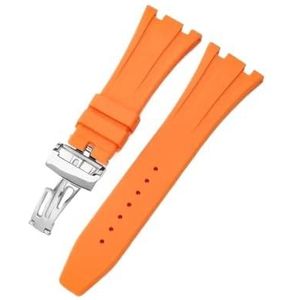 Fit for Seiko Ap Royal Oak Horlogeband Siliconen Oranje Groen Blauw 15400/26331/15500 Waterdicht Mannen Vrouwen Rubber 27mm 28MM Horlogebanden (Color : Orange-Steel-Z1, Size : 26mm)