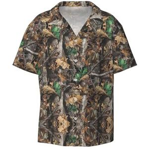 OdDdot Cold Tree Camouflage Print Heren Button Down Shirt Korte Mouw Casual Shirt voor Mannen Zomer Business Casual Jurk Shirt, Zwart, 4XL