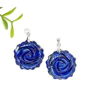 25mm Rose Flower Hanger Natuurlijke Genezing Kristalsteen Kettingen Kralen Voor Energie Amulet Sieraden Maken Accessoire DIY Geschenken-Lapis Lazuli-10 Stuks