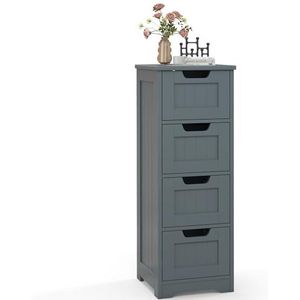 Badkameropbergkast, vrijstaande vloerorganizer met 3/4 laden, houten opbergkast for badkamer woonkamer entree (grijs, 4 ladekast met afgeronde hoeken) (Color : Grey, Size : 4Drawer Cabinet with Roun