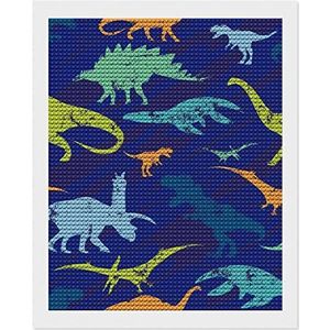 Retro Dinosaurus Print Diamant 5D Schilderen Ronde Volledige Boor DIY Digitale Art Foto Voor Beginners Volwassenen Stijl