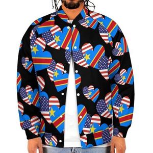 Congo Amerikaanse hart vlag grappige mannen honkbal jas gedrukt jas zachte sweatshirt voor lente herfst