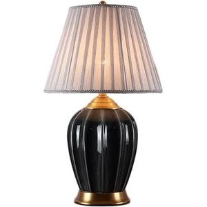 Tafellamp Nachtlampje Keramische Tafellamp Amerikaans Licht Luxe Bedlampje Stoffen Lampenkap Nachtkastje Lamp Voor Woonkamer Slaapkamer Bureaulamp Voor Slaapkamer (Color : A, Size : Remote Control S