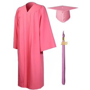 GraduationMall Afstudeerjurk en Pet 2025 Kwastje Jaar Bedel voor Volwassenen Universiteit Middelbare Kleding Kostuum Uniseks XS(5'0""-5'2"") Roze