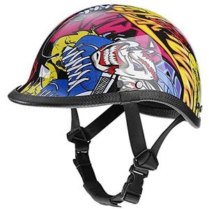 Motorhelm met laag profiel, DOT-gecertificeerde heren en dames Retro Skull Cap-stijl Open halve helm voor scooter Street Cruiser Moped Chopper Decoration