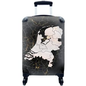 MuchoWow® Koffer - Landkaart - Nederland - Goud - Past binnen 55x40x20 cm en 55x35x25 cm - Handbagage - Trolley - Fotokoffer - Cabin Size - Print