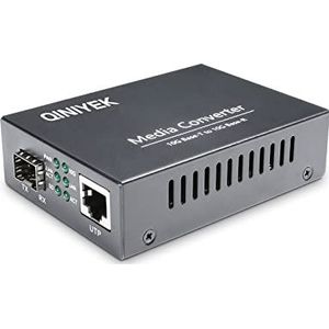 QINIYEK 10 Gb Fiber Media Converter met 1 x100M/1G/2,5G/5G/10G RJ45 10 GbE poort naar 1 x 10 GbE SFP+ poort, ondersteunt 10G SR/LR/10G-T module, 10G glasvezel Ethernet naar koper UTP mediaconverter