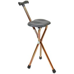 PEPE - Wandelstok met Zitje voor Senioren (Hoogte 82 cm, Niet Verstelbaar), Zitplaats Opvouwbaar, Stoel Combo, Brons