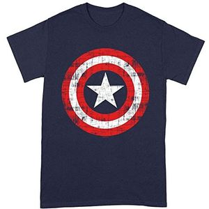 Captain America Officiële unisex Scratch Shield T-shirt met korte mouwen, gesneden en naai-top, marine/Rood/Wit, L