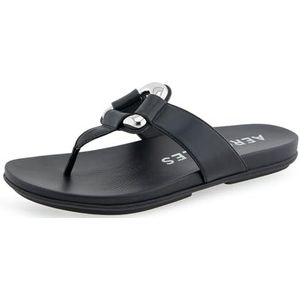 Aerosoles Dames Fallon platte sandaal, zwart kunstleer, 2 UK, Zwart kunstleer, 35 EU