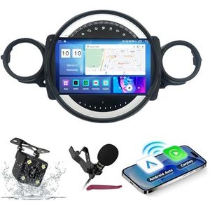 Android 14 Autoradio Navi voor B-MW Mini (2007-2015) 9 ""Schermradio met draadloze carplay Android Auto GPS Navigatieondersteuning Bluetooth 5.0 HIFI FM 5G-WiFi SWC MIC-camera,M600s