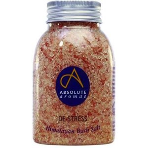 Absolute Aromas De-Stress Badzout - Natuurlijk Roze Himalayazout Doordrenkt met 100% Pure Etherische Olie Bergamot, Ylang Ylang, Frankincense en Jasmijn Olie om Vermoeide Spieren te Ontspannen (290 g)