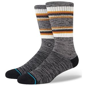 STANCE Scud Crew Sokken Houtskool Grijs Gestreept Kalf UK Maten 5 - 12.5, HOUTSKOOL, Large