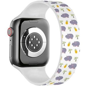 Solo Loop Band Compatibel met All Series Apple Watch 38/40/41mm (Cartoon Nijlpaard Karakter) Elastische Siliconen Band Strap Accessoire, Siliconen, Geen edelsteen
