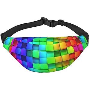 Regenboog Kleur Plaid Gedrukt Fanny Packs Voor Mannen Vrouwen Waterdichte Mode Wandelen Heuptas Grote Crossbody Borst Tas Voor Sport Hardlopen Reizen, Zwart, One Size, Zwart, Eén maat