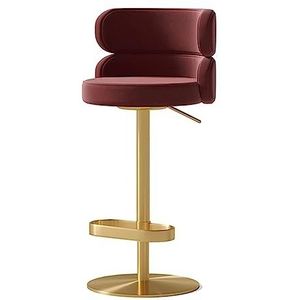 Barkrukken Draaibare Fluwelen Barstoel Hoogte Krukken Terug Eetkamerstoel Lift Stoel Thuis Barkruk Verstelbare Barstoel Voor Keuken Thuis Barstoel Bistrokruk (Color : Wine Red, Size : Sitting Height