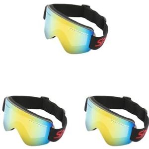 Siepificius 3 Set skibrillen voor dames en heren, winddichte zonnebril voor fietsen, schaatsen, scooter, rood, 180 x 90 mm