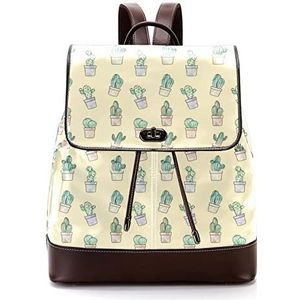 Gepersonaliseerde casual dagrugzak tas voor tiener cactussen gele achtergrond schooltassen boekentassen, Meerkleurig, 27x12.3x32cm, Rugzak Rugzakken