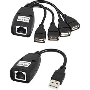 RIIEYOCA USB-extender met 4-poorts USB-hub, over Cat5e/Cat6-kabelverbinding tot 50m/165ft RJ45 LAN-verlenging, plug and play, geen stuurprogramma, toepassing voor muis, toetsenbord, printer, camera