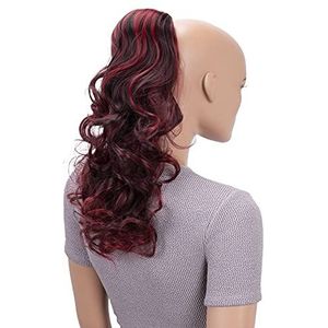 CAISHA 45cm Haarstukje Vlecht Paardenstaart Haarextensies Volumineus Golvend Zwart Rood Mix PH38