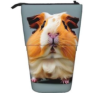 Nbtghga Cut Cavia Print Potlood Telescopische Klassieke Kunsten Stand Up Potlood Case Organizer Potlood Houder Make-up Tas Gift, Zwart, Eén maat